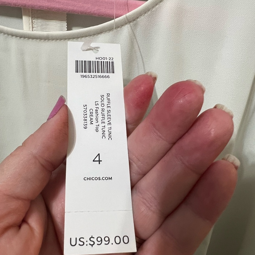 Chicos Ruffle Sleeve Tunic Solid Ruffle Tunic Cre… - image 7